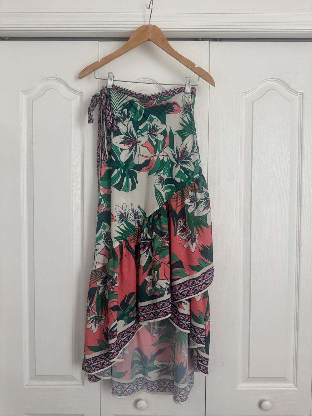 Monstera and Lily Patterned Wrap Skirt